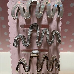 Silver and Cream Hair Accessories with Rhinestone Embellishments